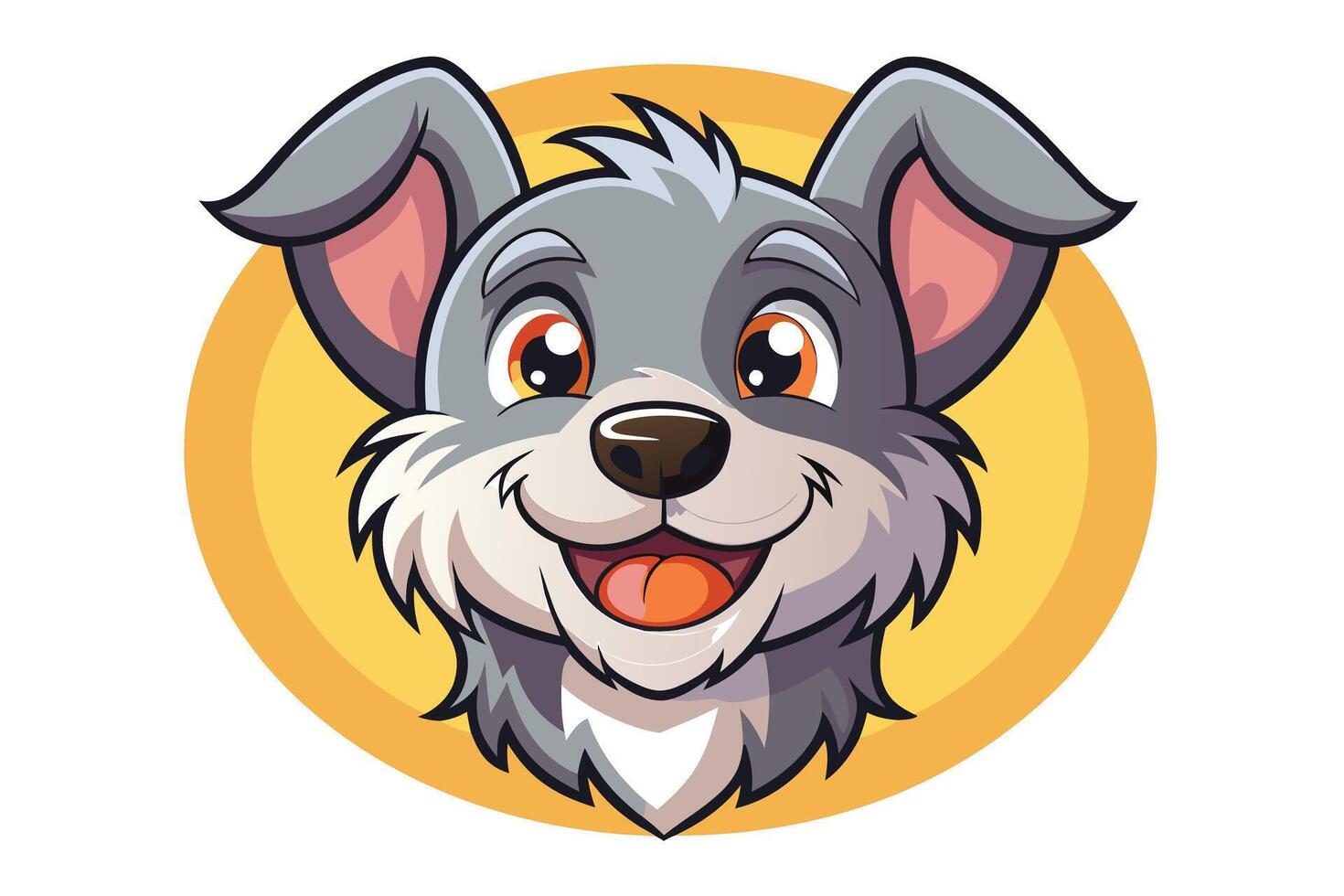 Cartoon Animal Head Design with a Happy Smile and Yellow Circle Background vector