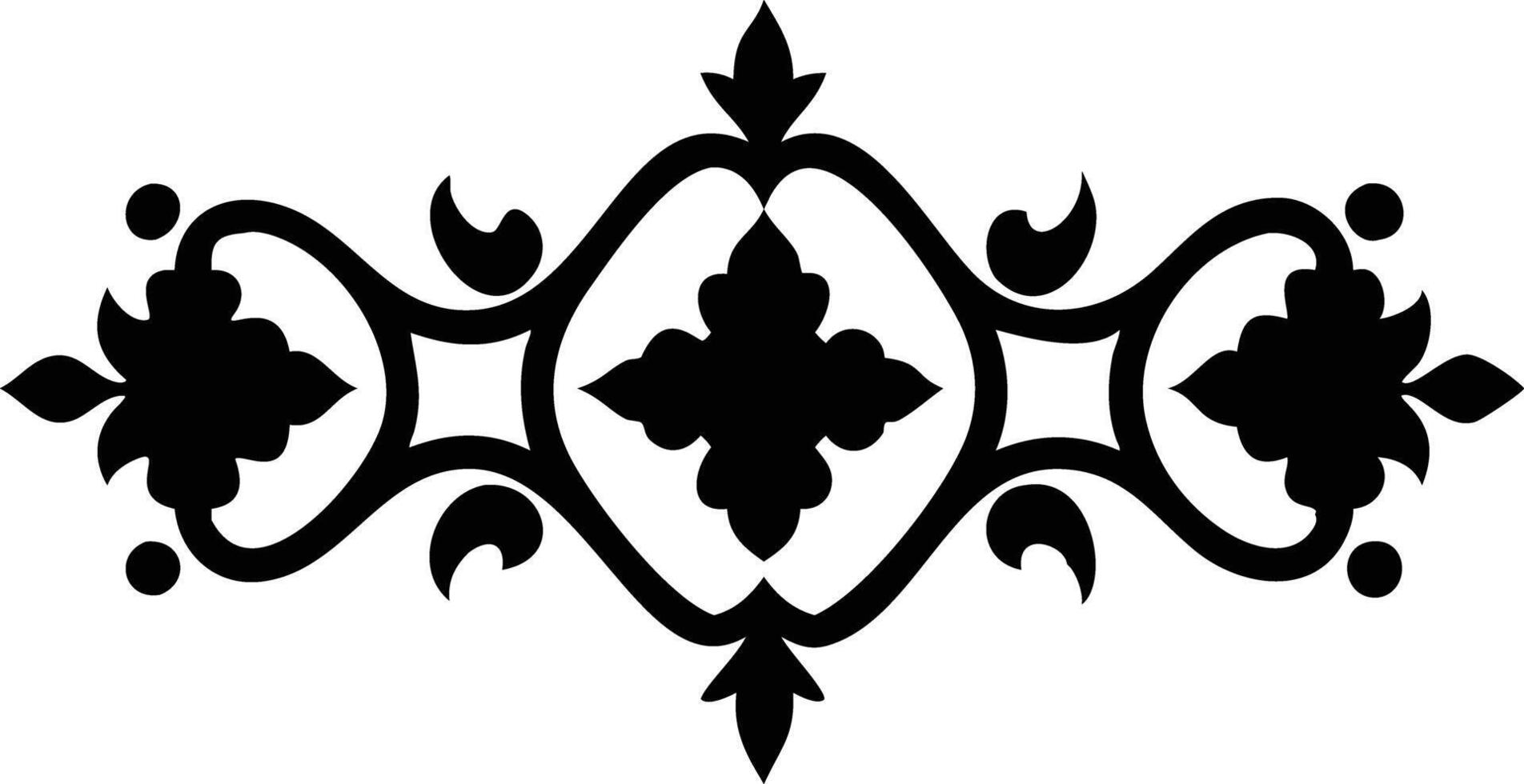 Isolated Floral Ornament, Black Filigree, Intricate Design on Transparent Background vector