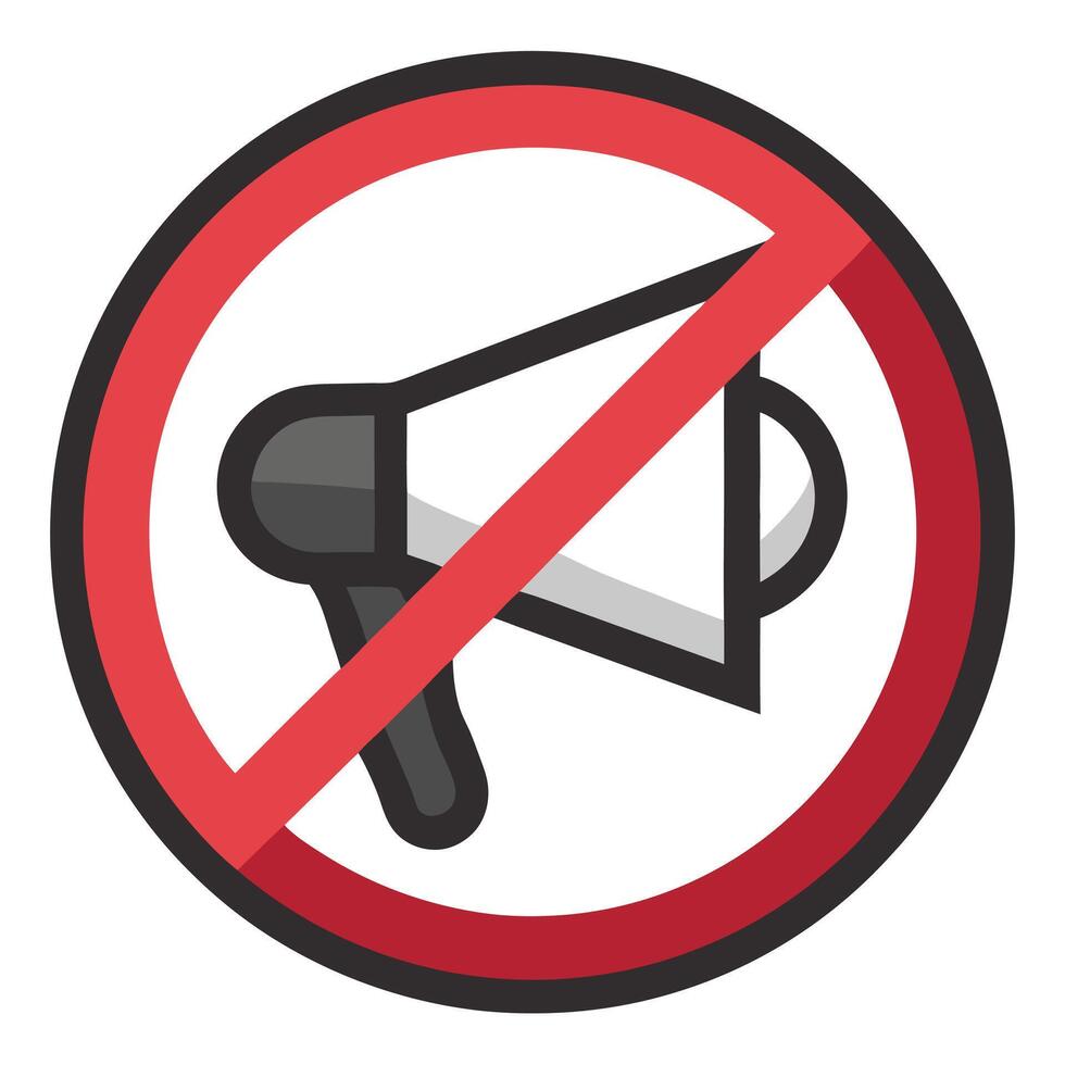 No Megaphone Symbol with Red Circle and Slash, Transparent Background Icon vector