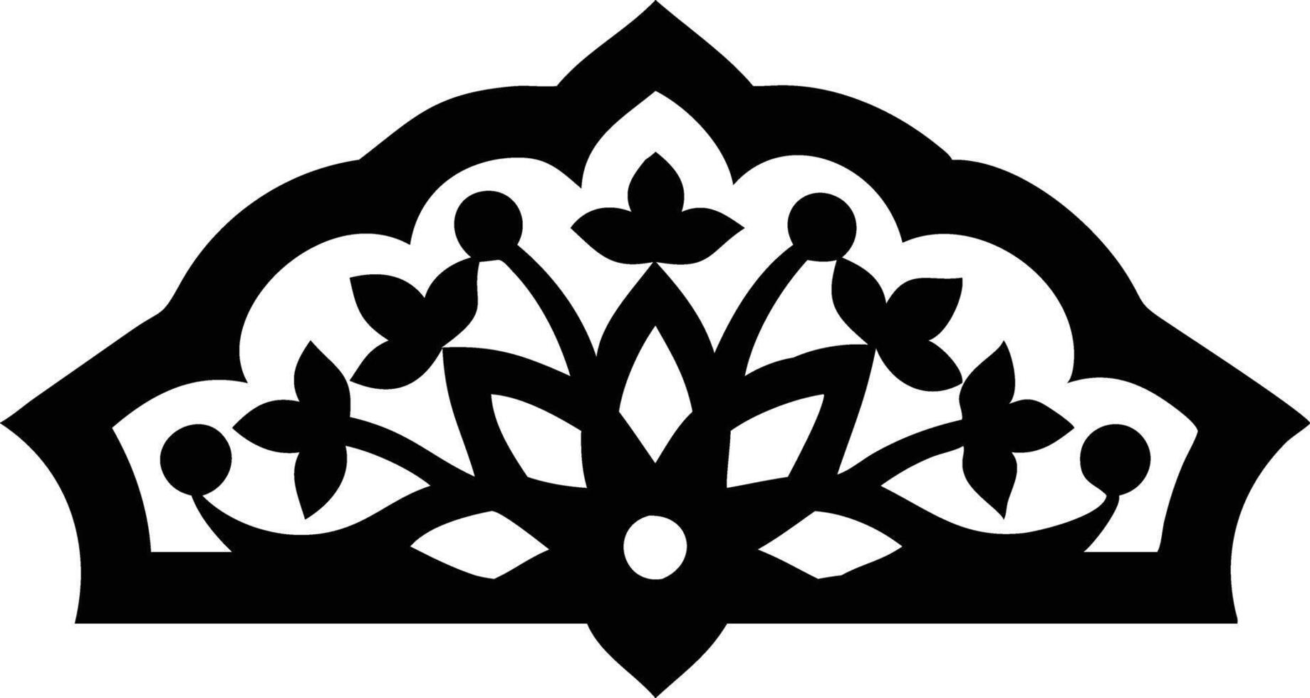 Ornament Design with Floral Accents in Black and White with Transparent Background vector