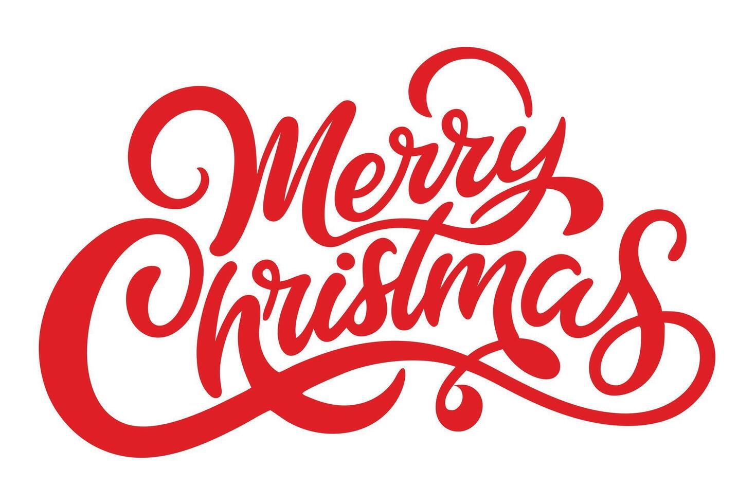 Merry Christmas Red Typography Calligraphy Greeting on White Background Art vector