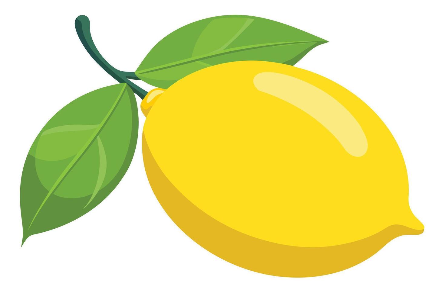 Yellow Lemon Fruit with Green Leaves on a White Background Design vector