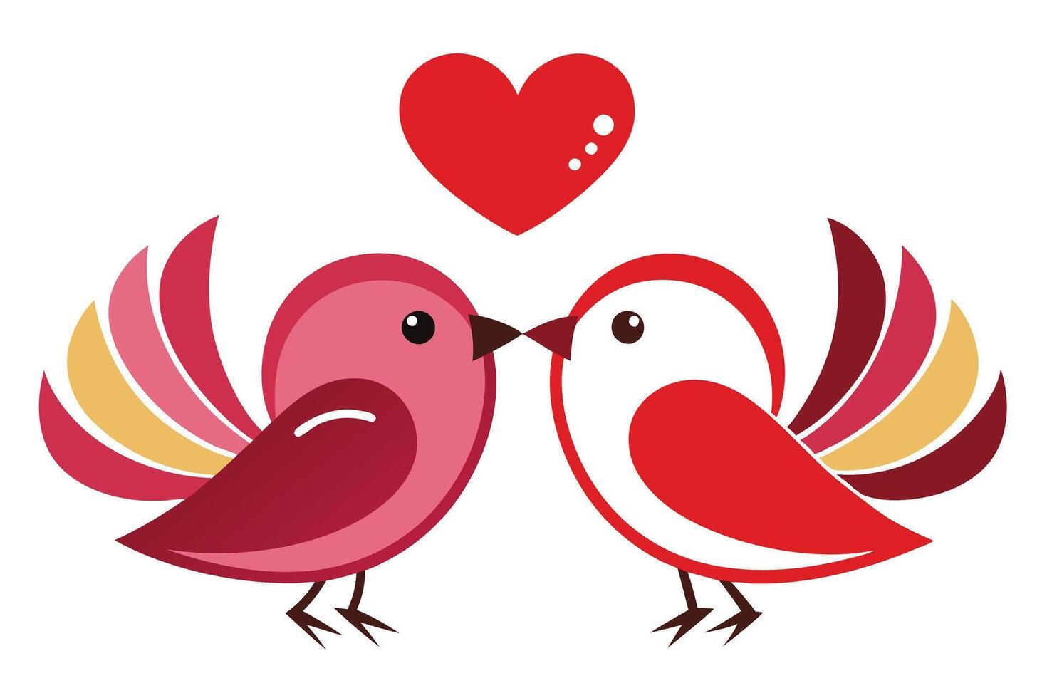 Two Cute Birds Design with Heart Above, Isolated on White Background vector
