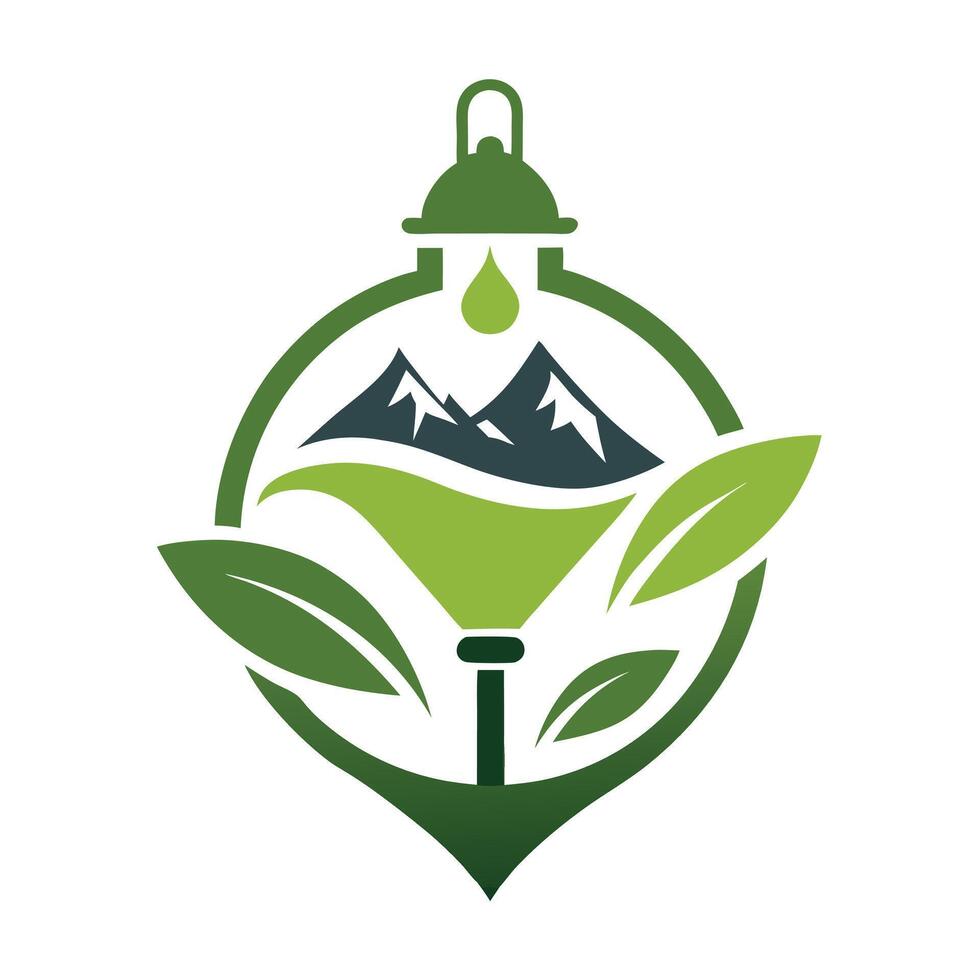 Mountain and Plant Globe with Eco Friendly Lantern Design Isolated on White vector