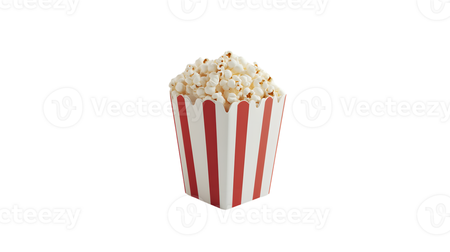 A classic striped container filled with fluffy popcorn perfect for movie nights and snacks png