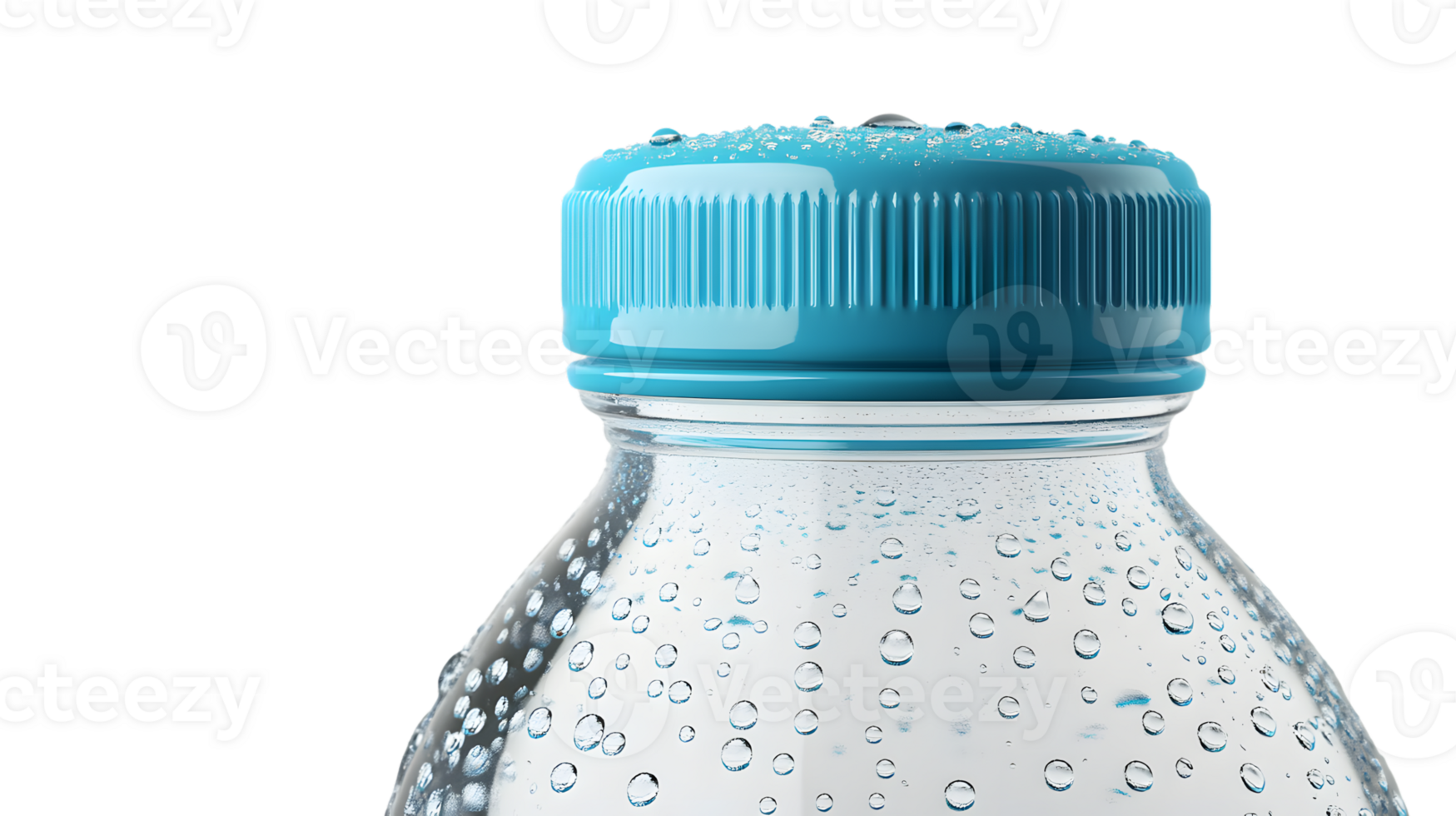Closeup of a Refreshing Water Bottle with Condensation Drops and Blue Cap png
