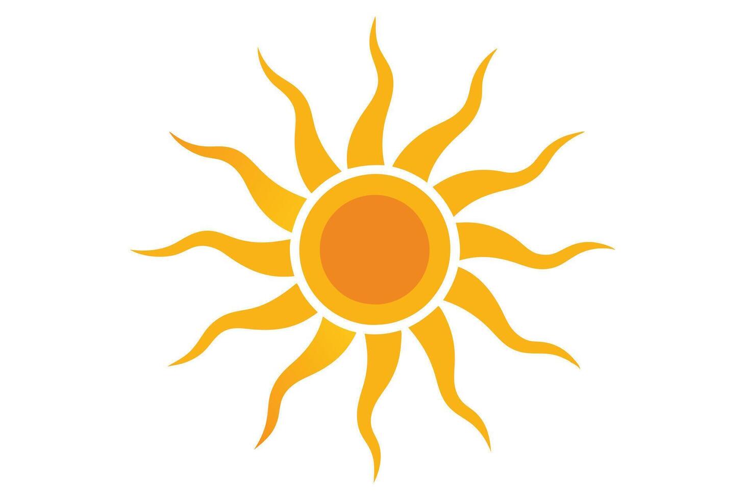 Orange Sun with Radiating Rays on Transparent Background Design vector