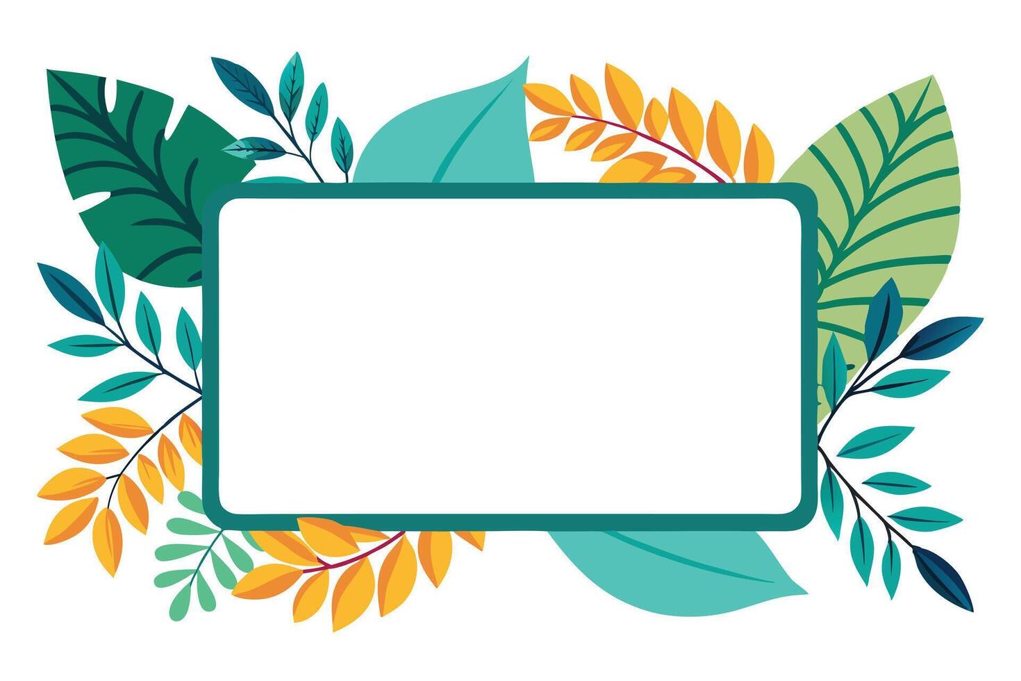 Decorative with Colorful Tropical Leaves and White Background, Botanical Design vector