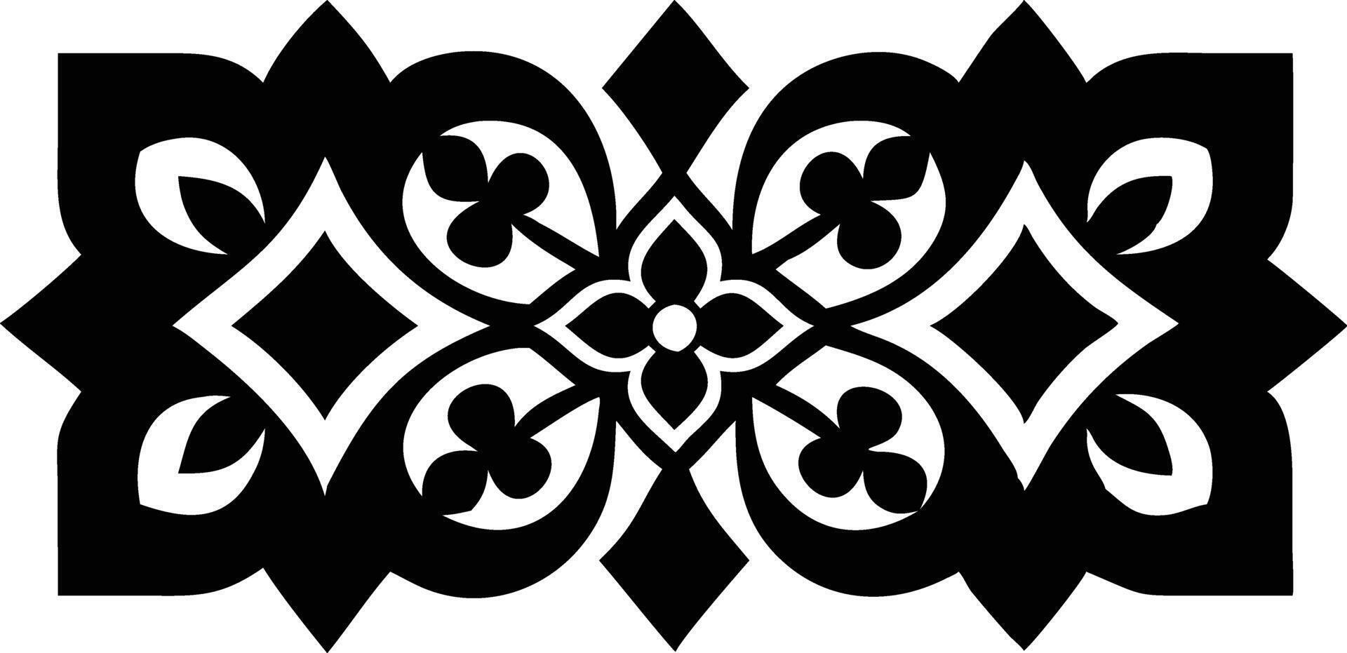 Abstract Floral Motif with Geometric Elements on a Transparent Background vector
