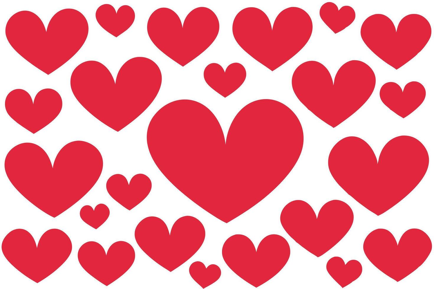 Hearts Pattern in Red , Various Sizes Isolated on White Background, Seamless Repeat vector