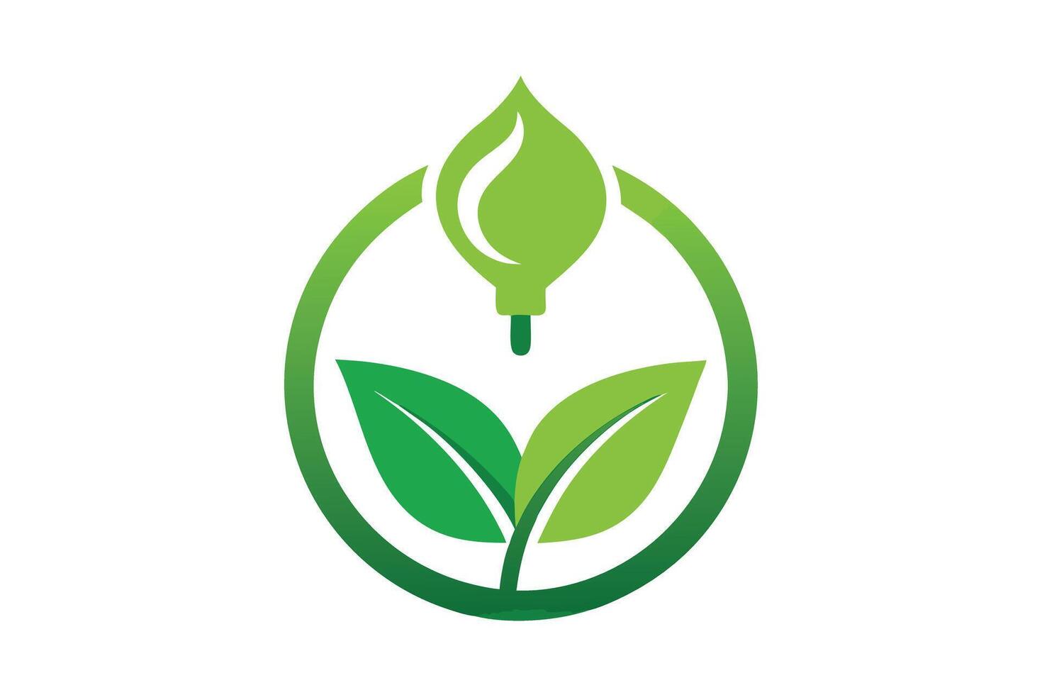 Eco Leaf Symbol, Green Circle, Organic Design with Transparent Background vector