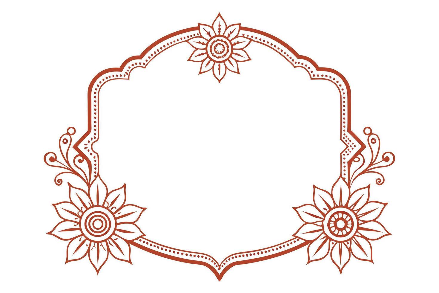 Ornate Brown with Floral Accents on a White Background, Detailed Border vector