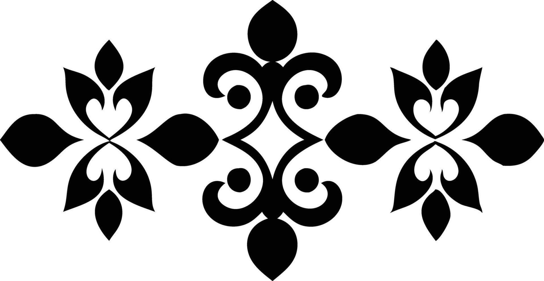 Symmetrical Floral Element Design on White Background, Ornament vector