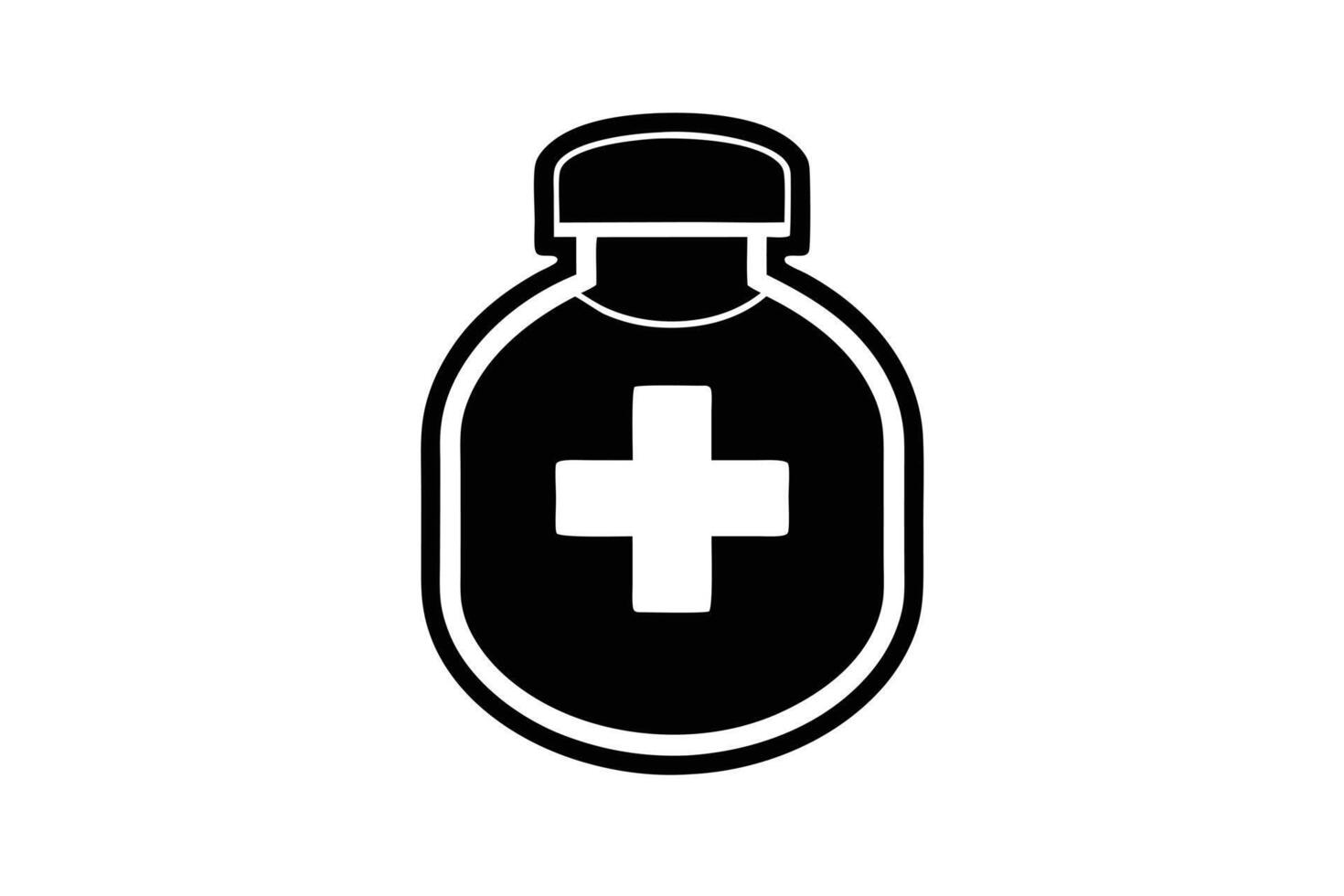 Medical Bottle with Plus Sign Symbol on Transparent BG vector