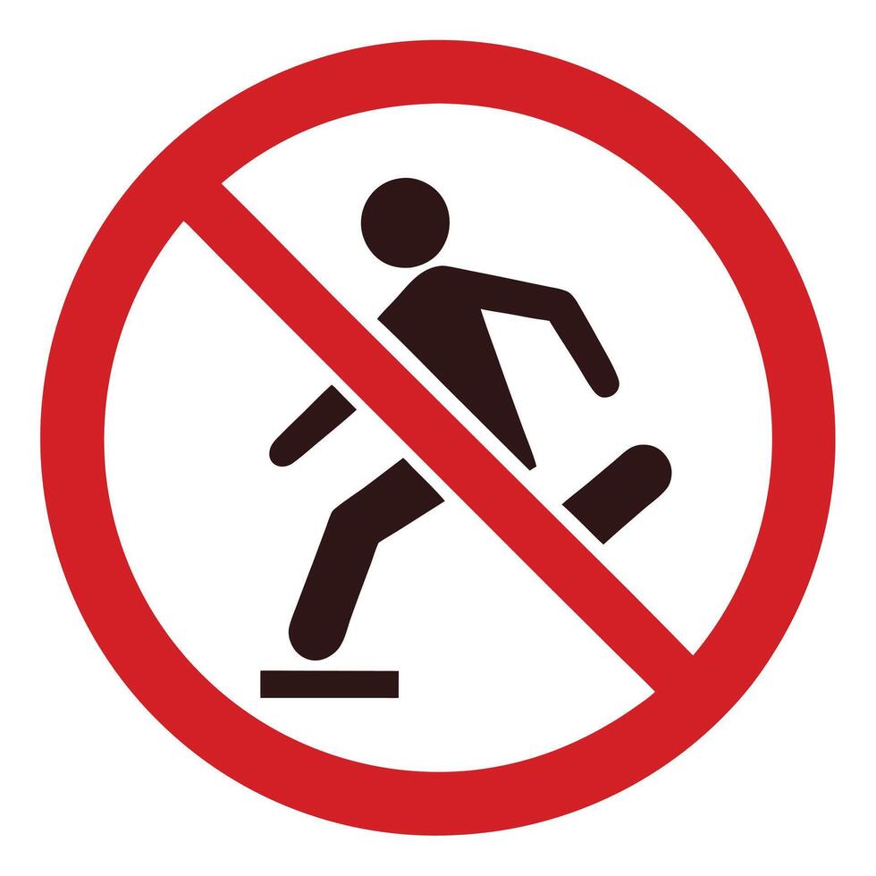 Prohibition Sign, Stepping Person Silhouette, Red Circle, White Background, Restriction vector