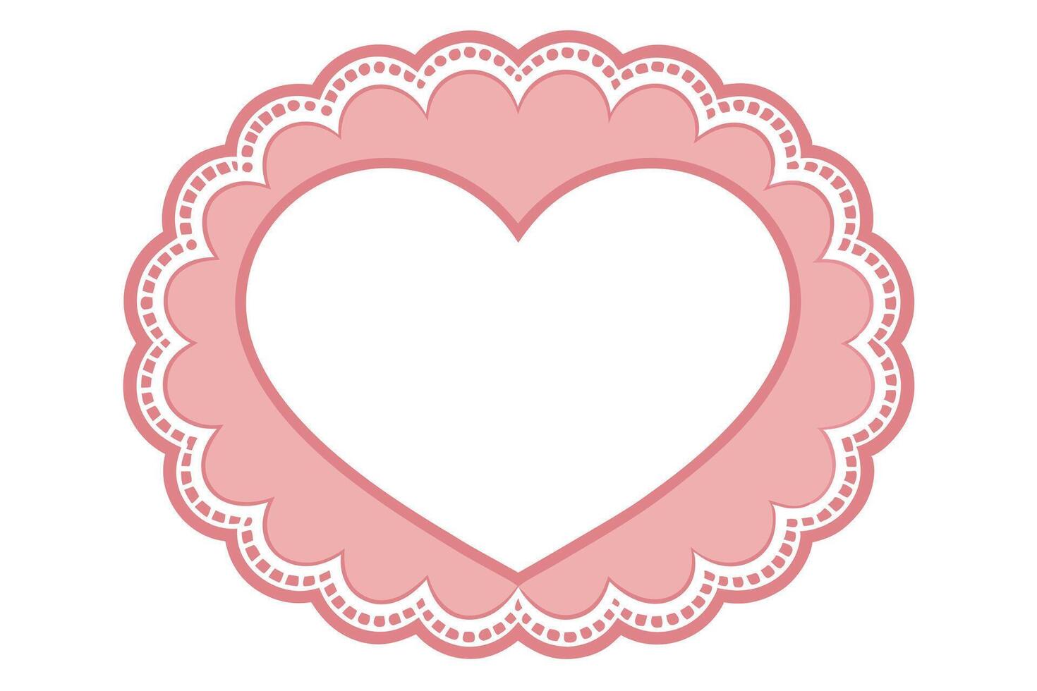 Pink Heart with Scalloped Edge and White Detail on a White Background vector