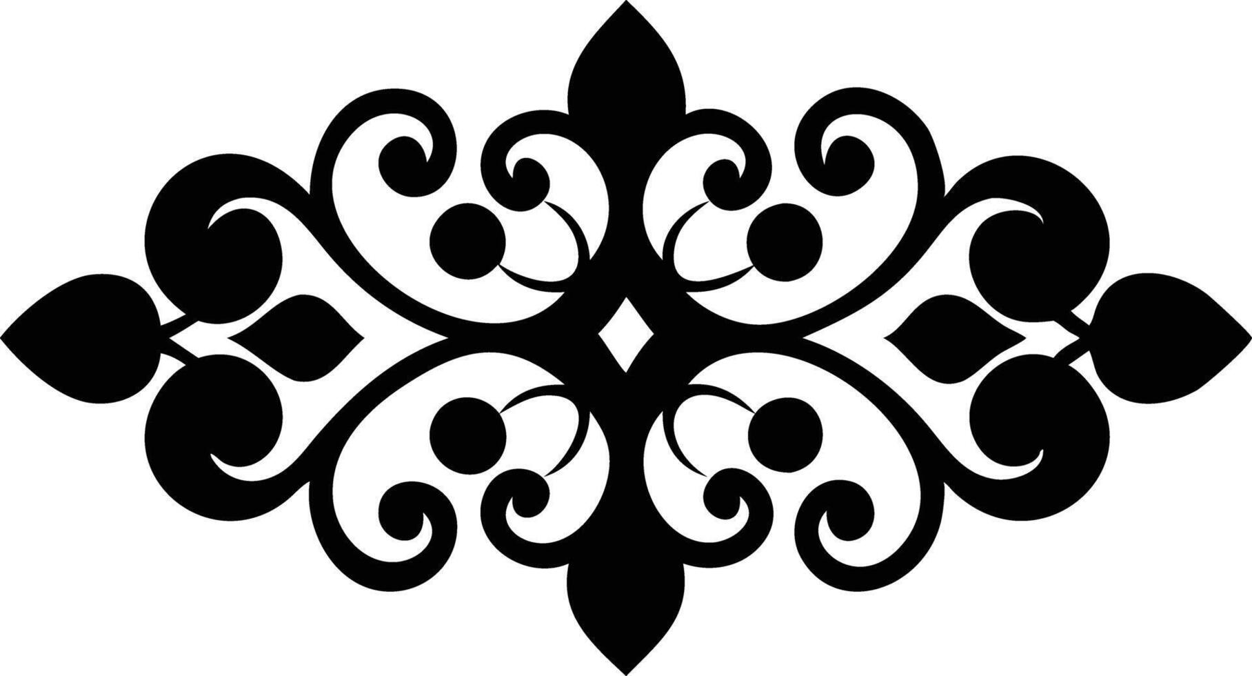 Ornate Black Silhouette Design With Swirls, Floral Accents on Transparent Background vector