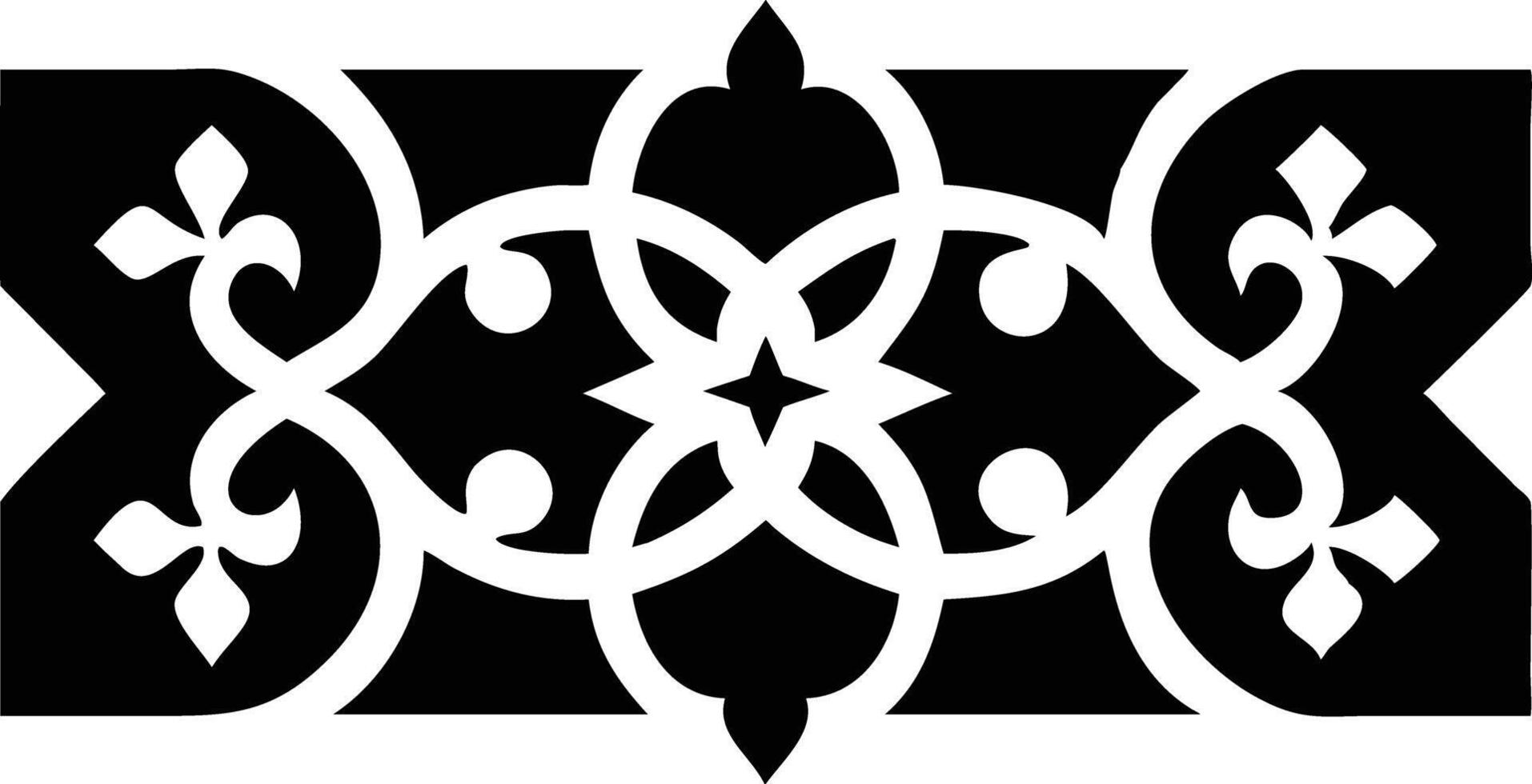 Symmetric Floral Ornament in White on Transparent Background, Decorative Element vector