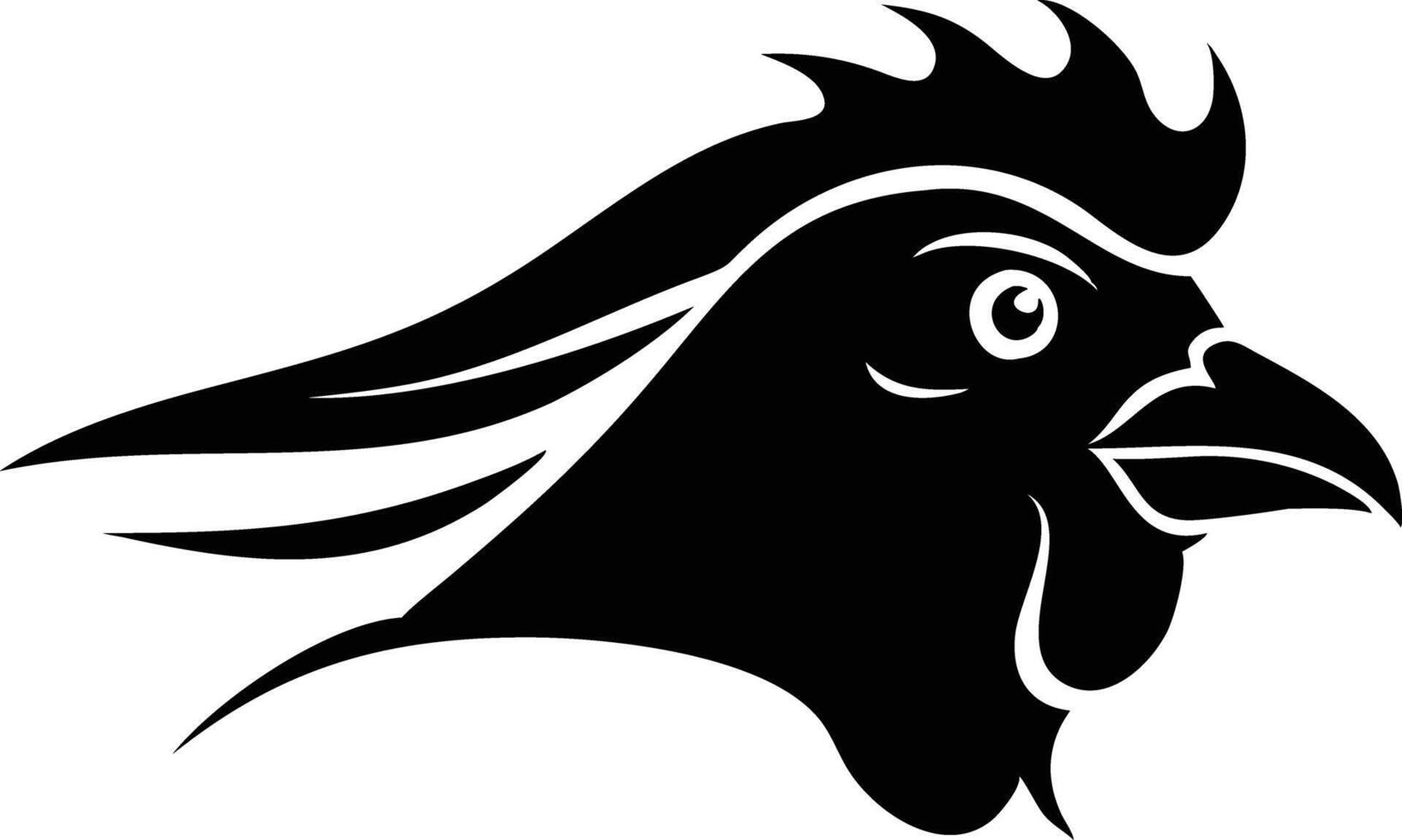 Chicken Head Profile Silhouette, Poultry Farm Animal on Transparent Background vector