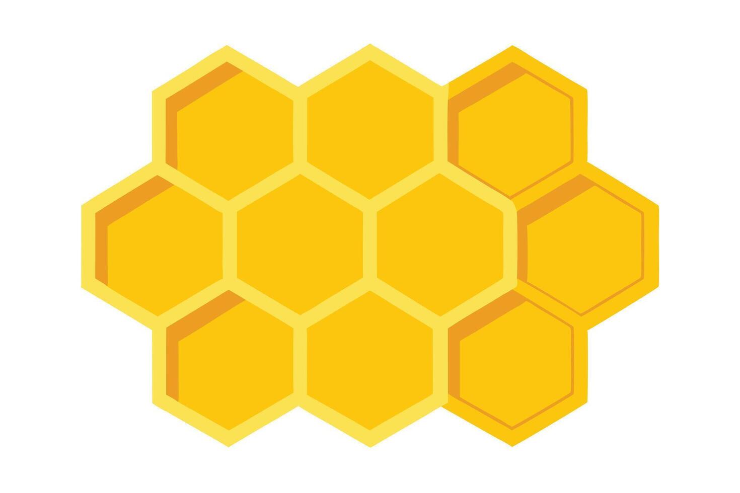 Honeycomb Structure Illustration, Golden Hexagons Pattern on White Background vector