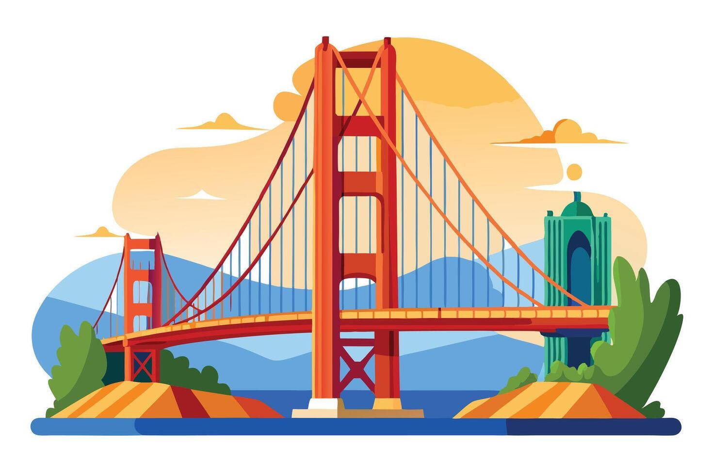 Golden Gate Bridge in San Francisco Bay, California Scenic vector