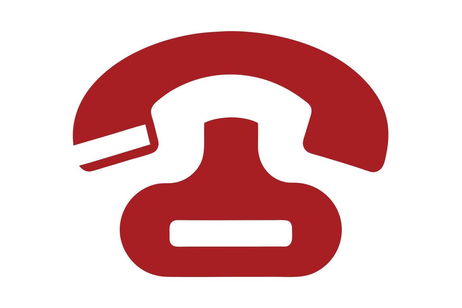 Red Retro Telephone Symbol Minimalist Design Isolated on White Background Vintage Style vector