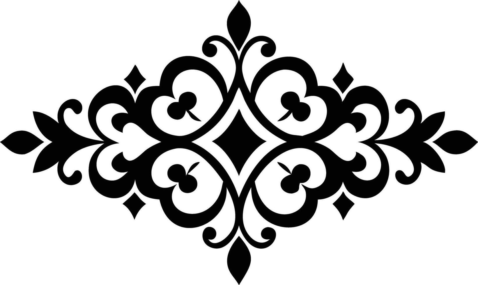 Ornate Floral Design with Curlicues and Diamond Accents on White vector