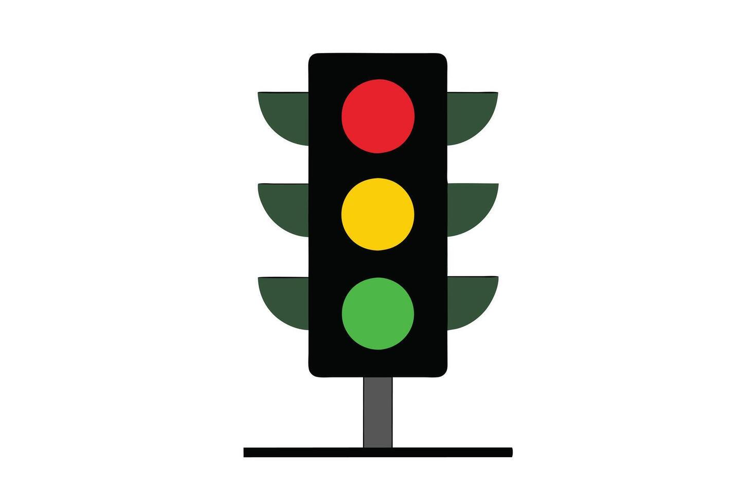 Isolated Traffic Light with Red Yellow and Green Lights on White Background vector