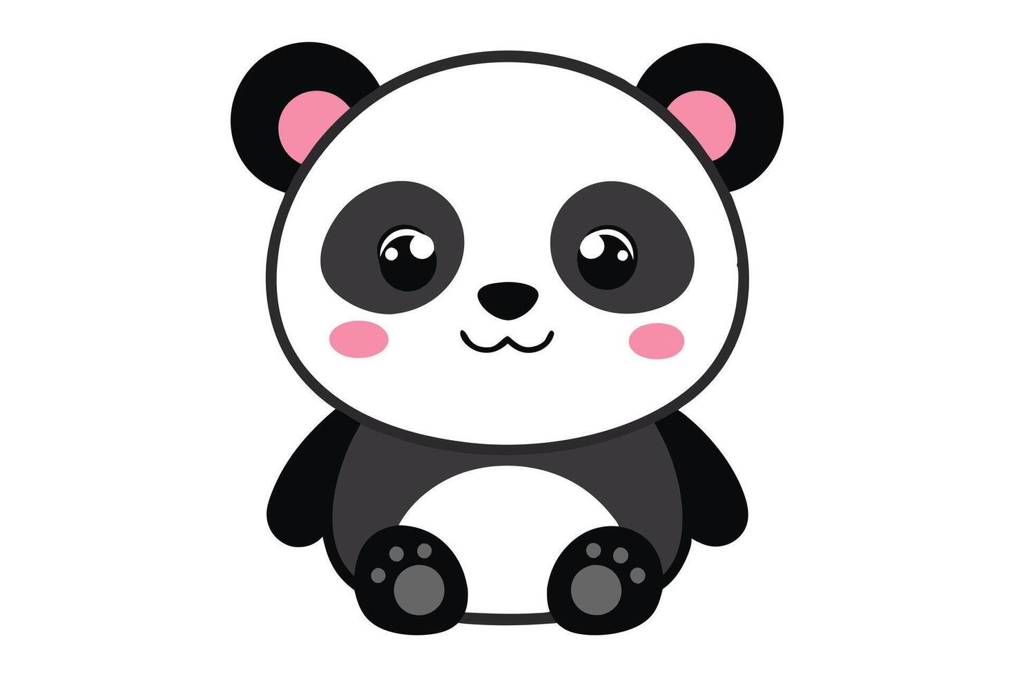 Adorable Panda with Soft Colors and Round Shapes on White vector
