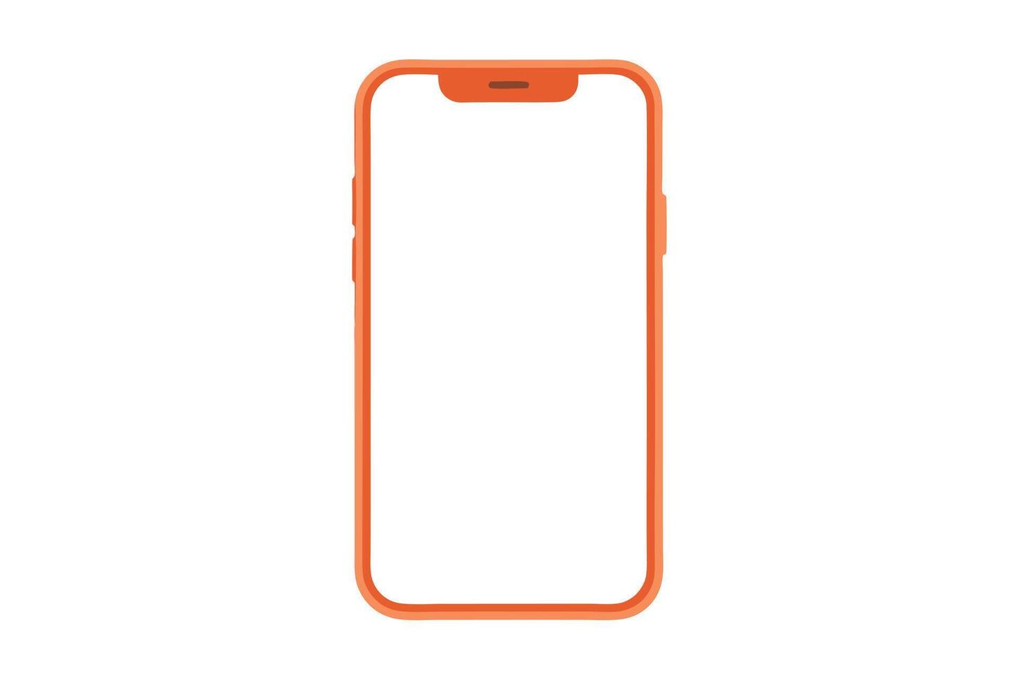 Modern Orange Framed Smartphone with White Screen on a Clean White Background vector