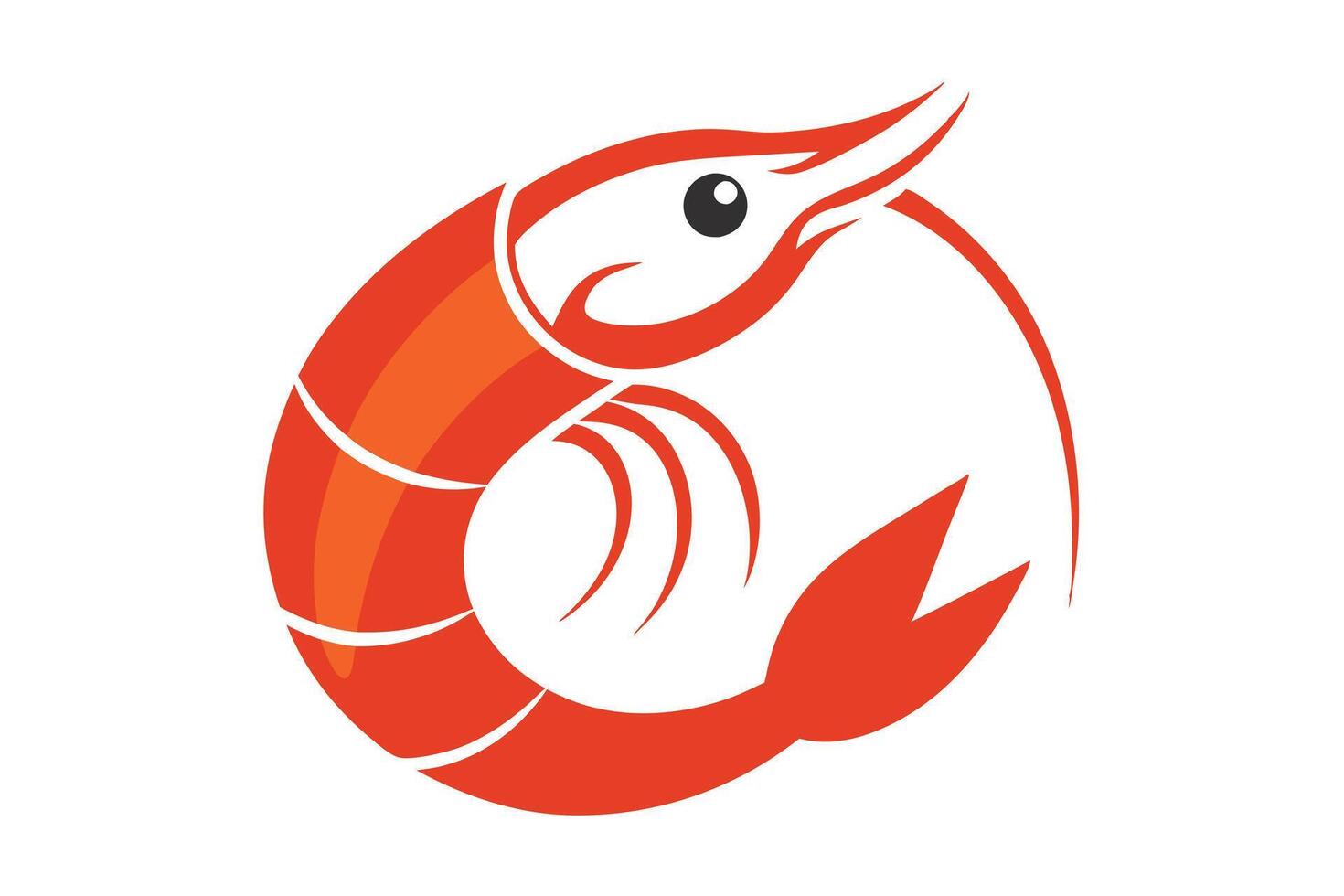 Orange Shrimp on White Background Seafood Design Icon vector