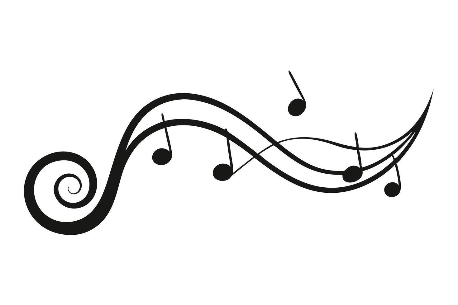 Abstract Treble Clef Musical Notes Flowing Design on Transparent Background vector
