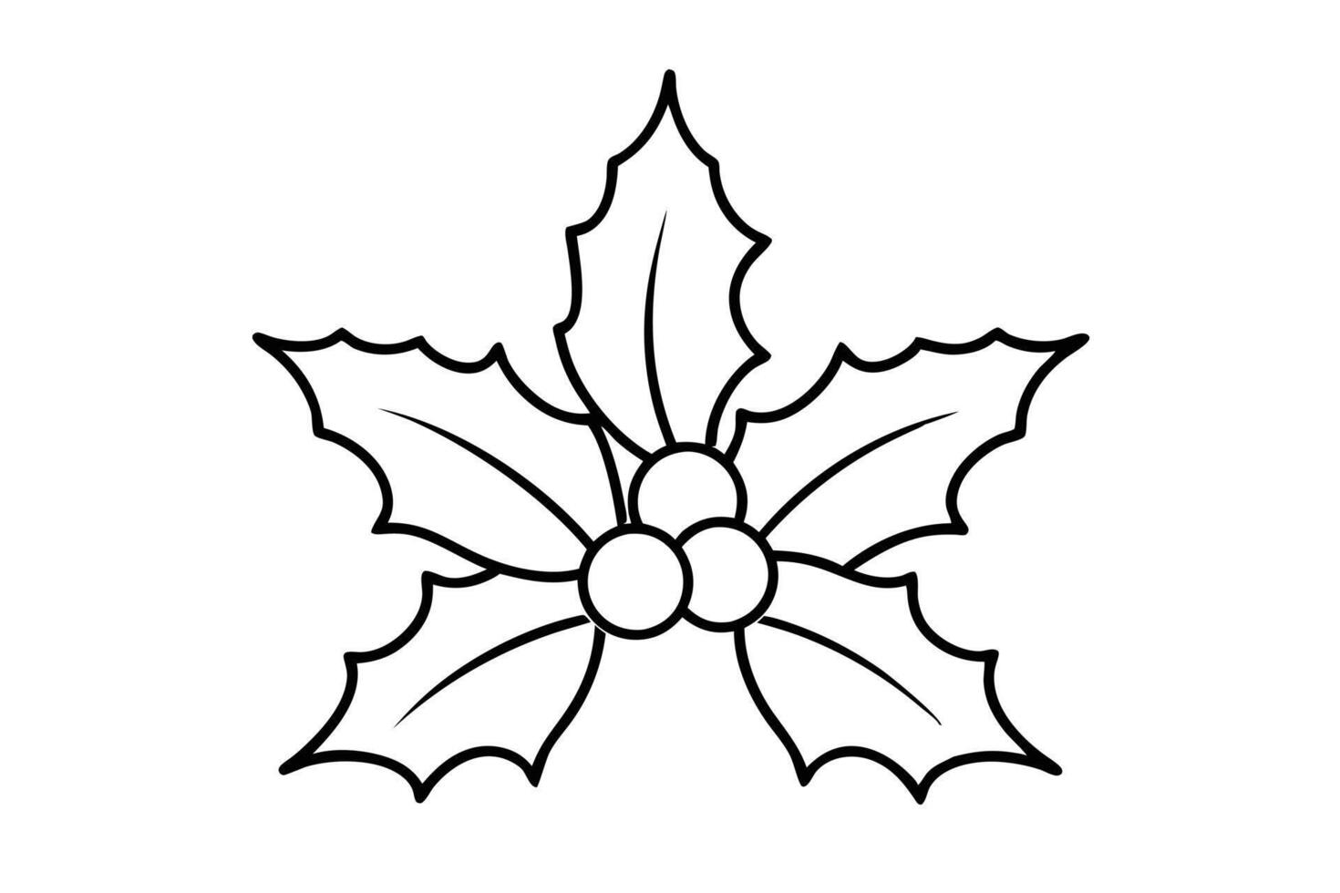 Holly Berry Cluster Icon with Black Outline and Transparent Background Design vector