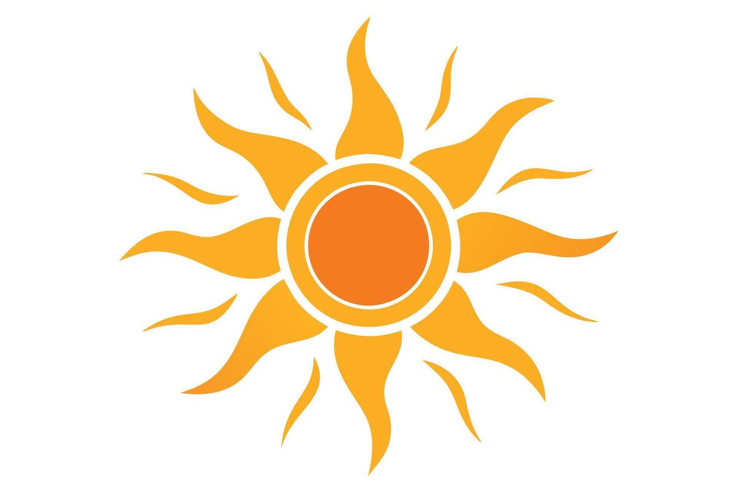 Sun Icon with Yellow Rays and Orange Circle Design on Transparent Background vector