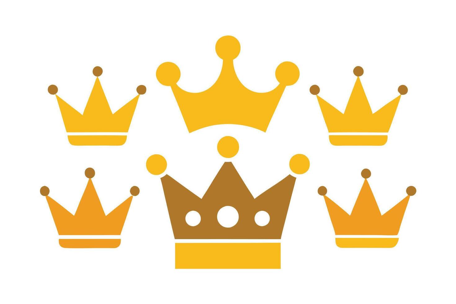 Royal Golden Crowns Grouped Together on a White Background Decorative Elements vector