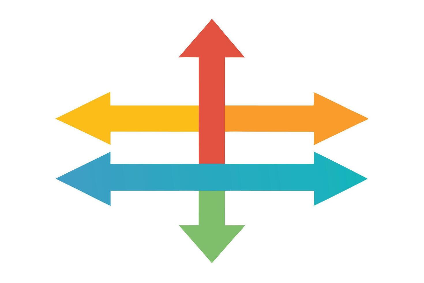 Colorful Arrow Set Points in All Directions on White Background, Flat Design vector