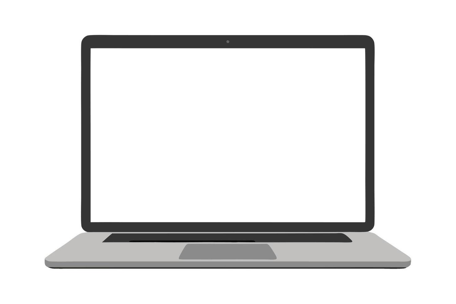 Gray Laptop Isolated on White Open with Blank Screen Simple Flat Design Style vector