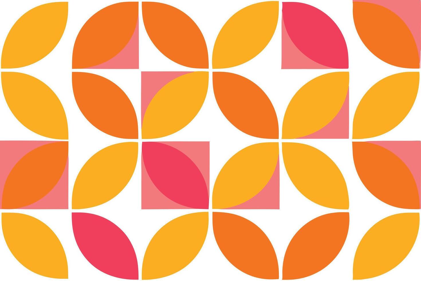 Symmetrical Orange Floral Patterned Design on White Background Tile Texture Art vector