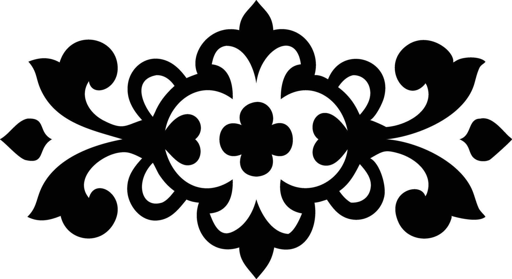 Decorative Floral Ornament, Black Design Element on White Background vector