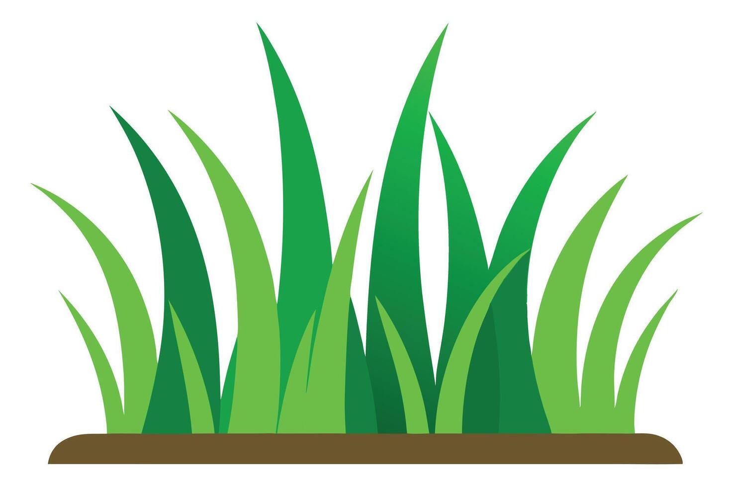 Vibrant Green Grass Blades Growing from Soil on White Background vector