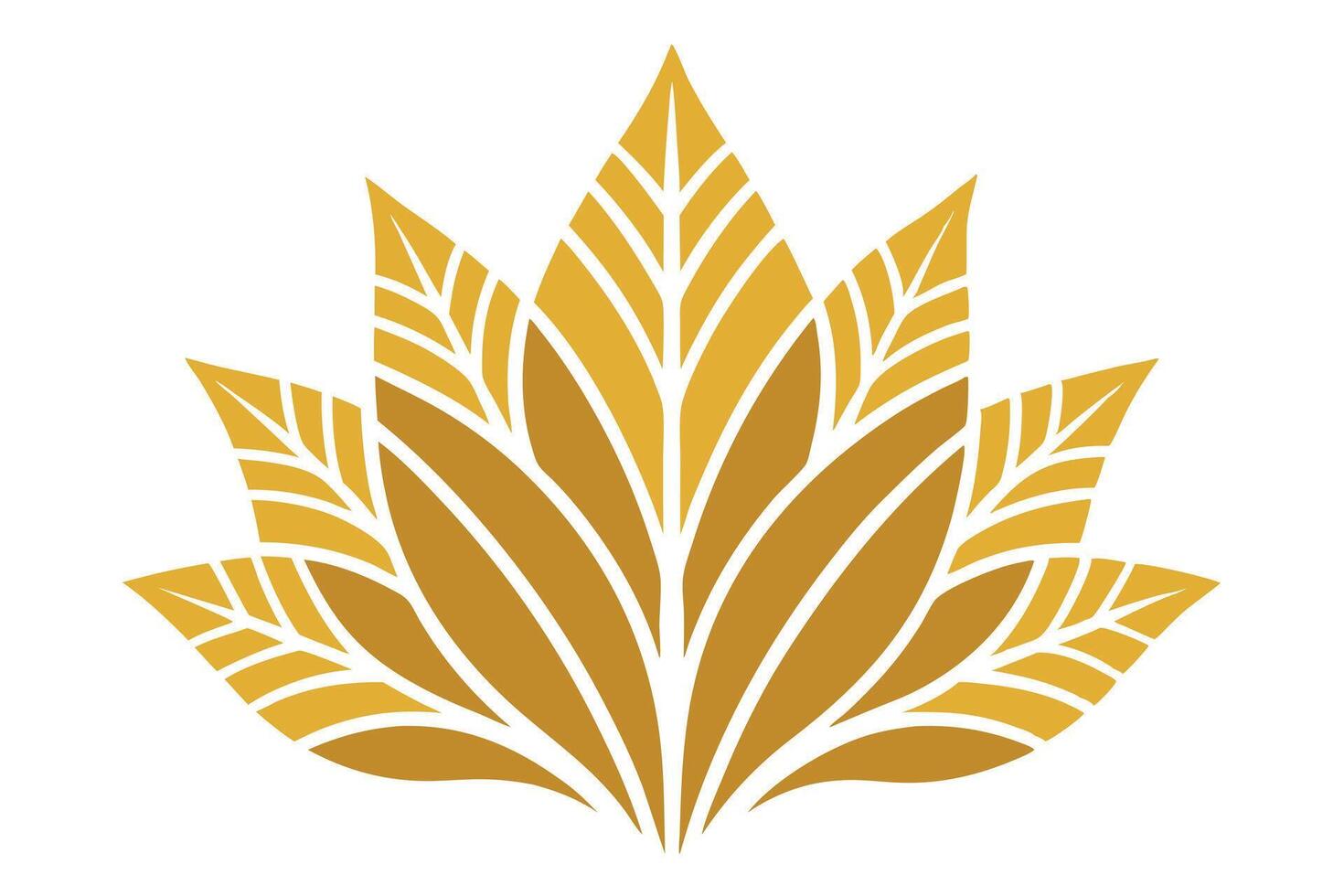 Golden Yellow Leaves Design with White Stripes Isolated on White vector