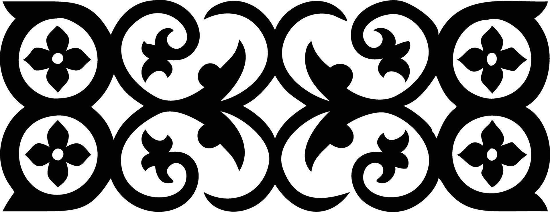 Intricate Black Border with Floral and Swirls Pattern on White Background Design vector