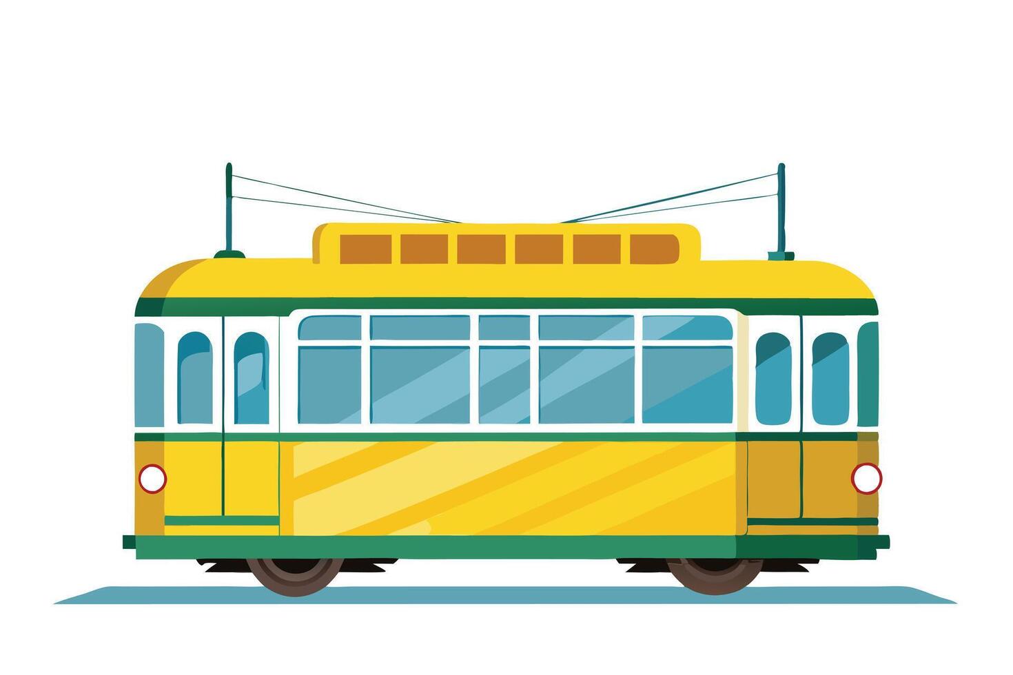 Lisbon Tram , Yellow Old City Tramway, Europe Public Transportation on White vector