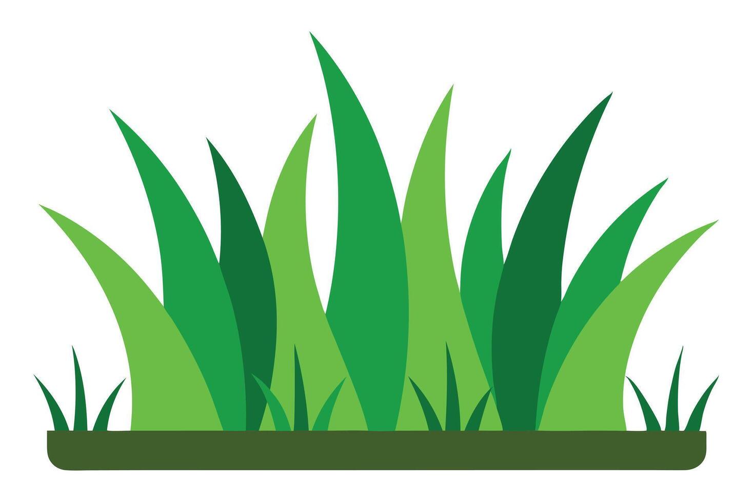 Lush Green Grass Patch with Cartoon Style on Isolated White Background vector