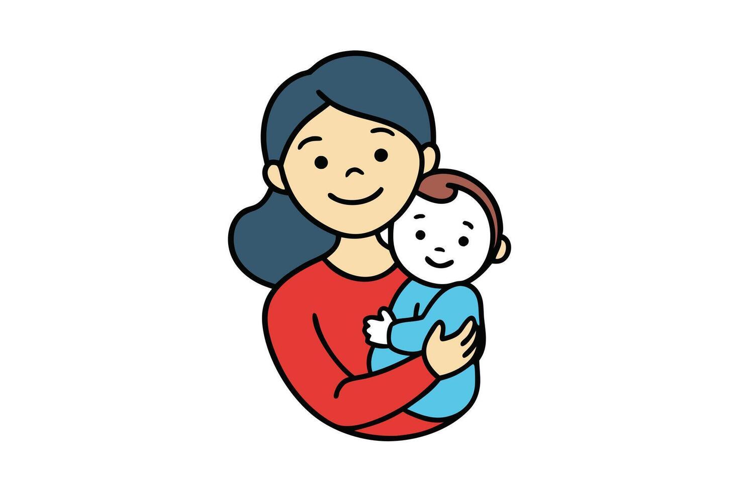 Smiling Mother with Baby Flat Cartoon Style on White Background vector