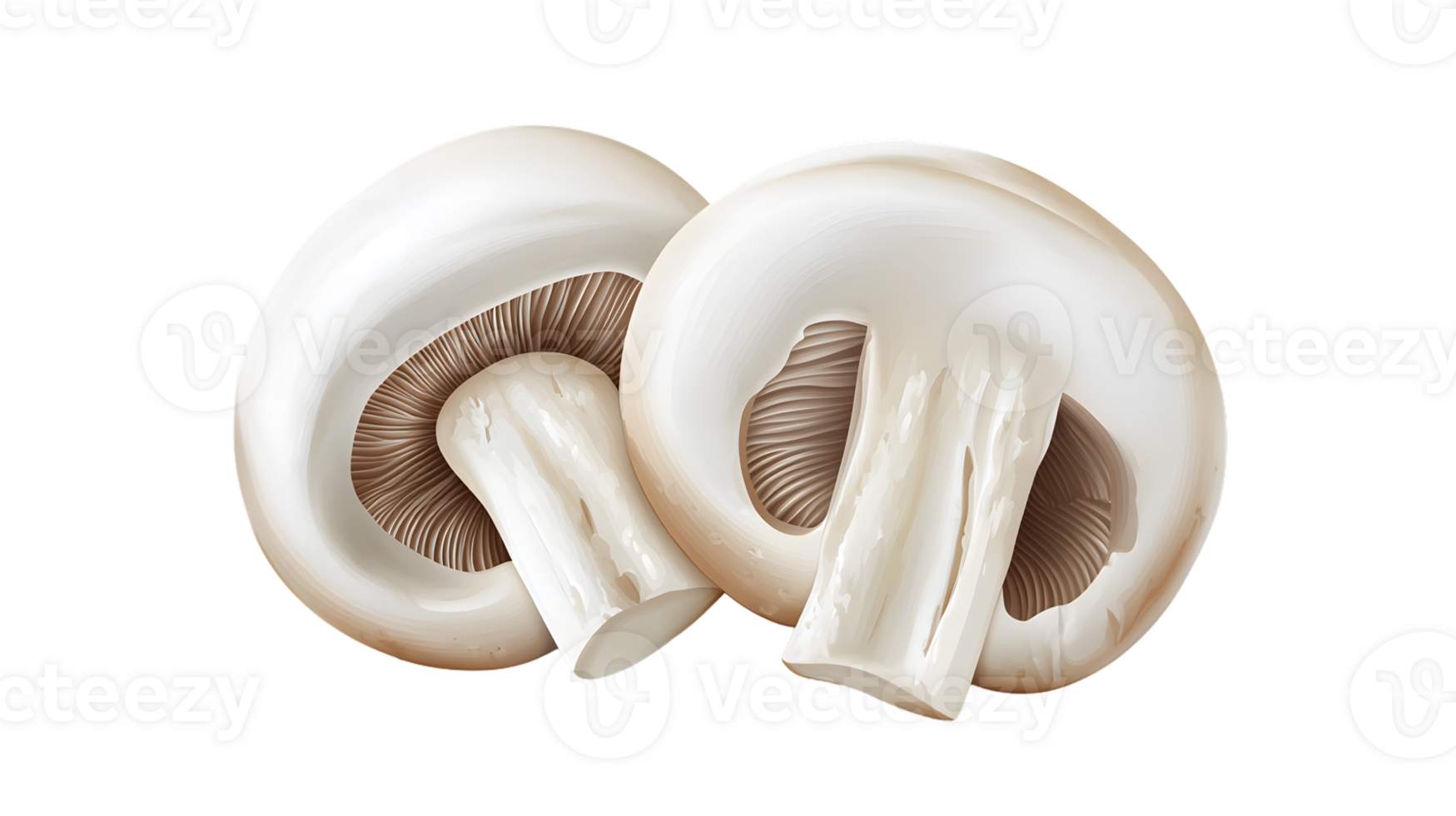 Freshly Sliced Mushrooms with Detailed Gills and Stems for Culinary and Food Photography png