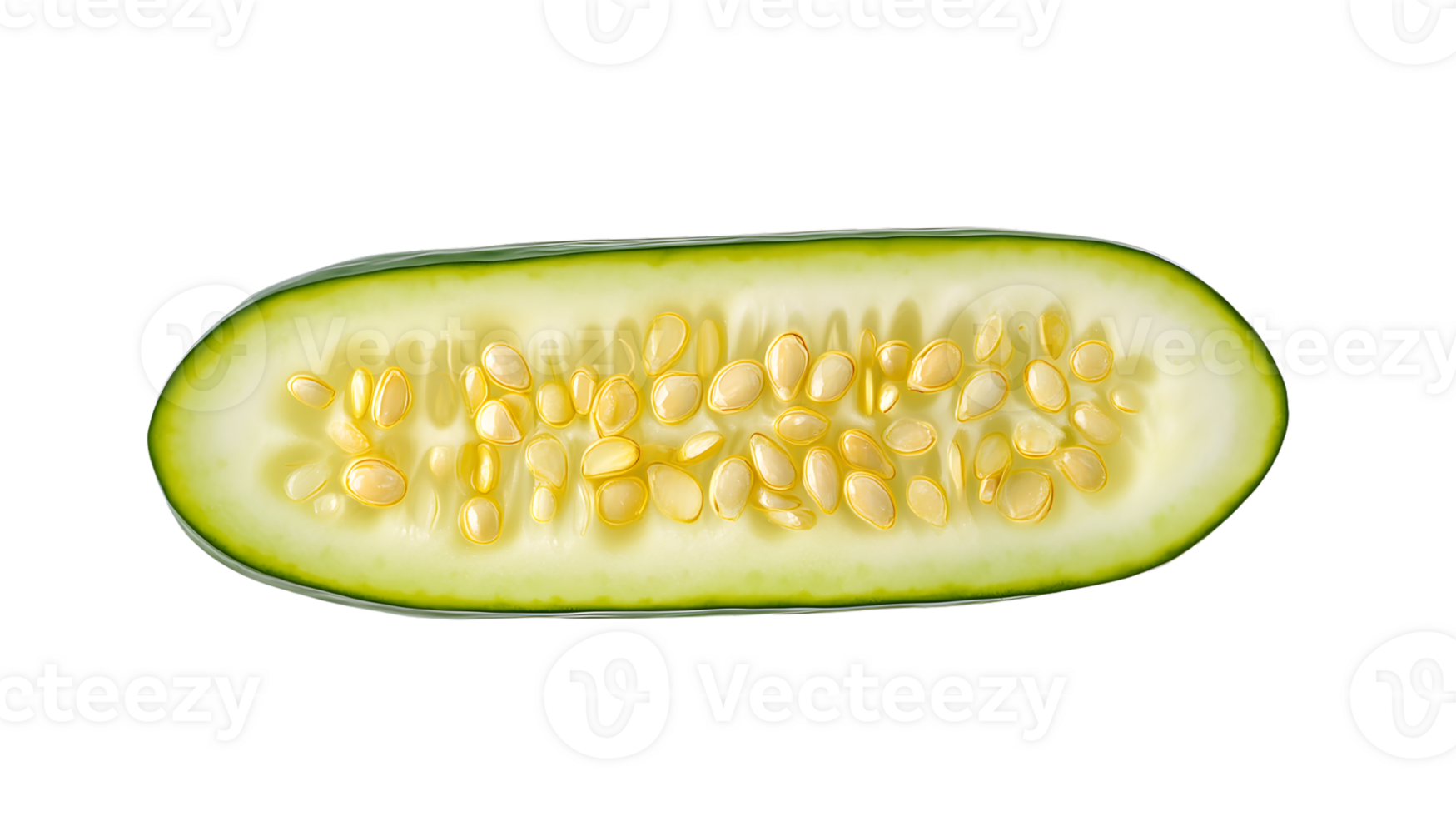 Freshly Sliced Cucumber with Visible Seeds on a Transparent Background for Culinary and Health png