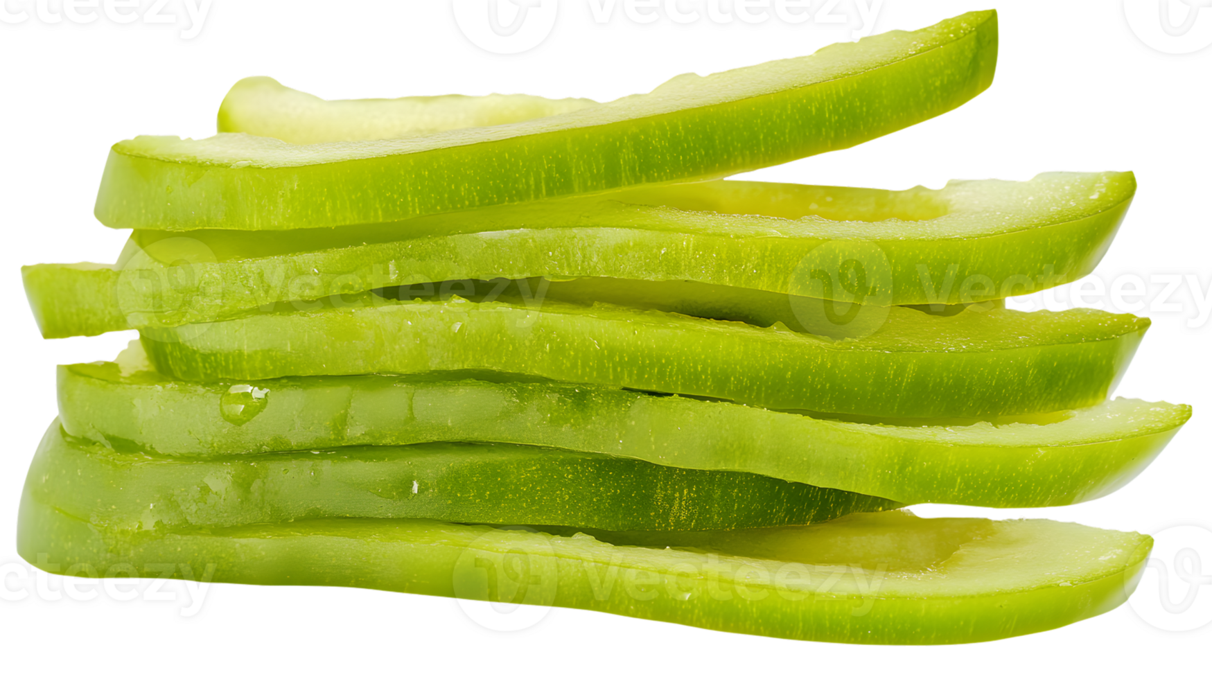 Slices of Green Pepper Fresh Vegetable Food Photography Healthy Eating png