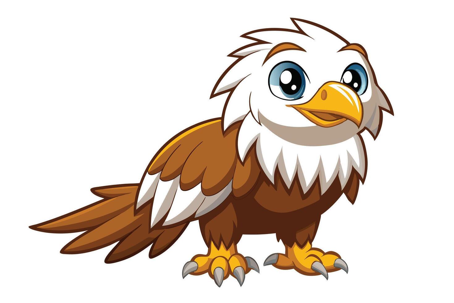 Cartoon Eagle with Cute Eyes on White Background vector