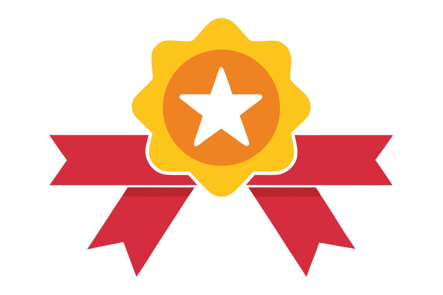 Detailed Golden Award Badge with White Star and Stylish Red Ribbon vector